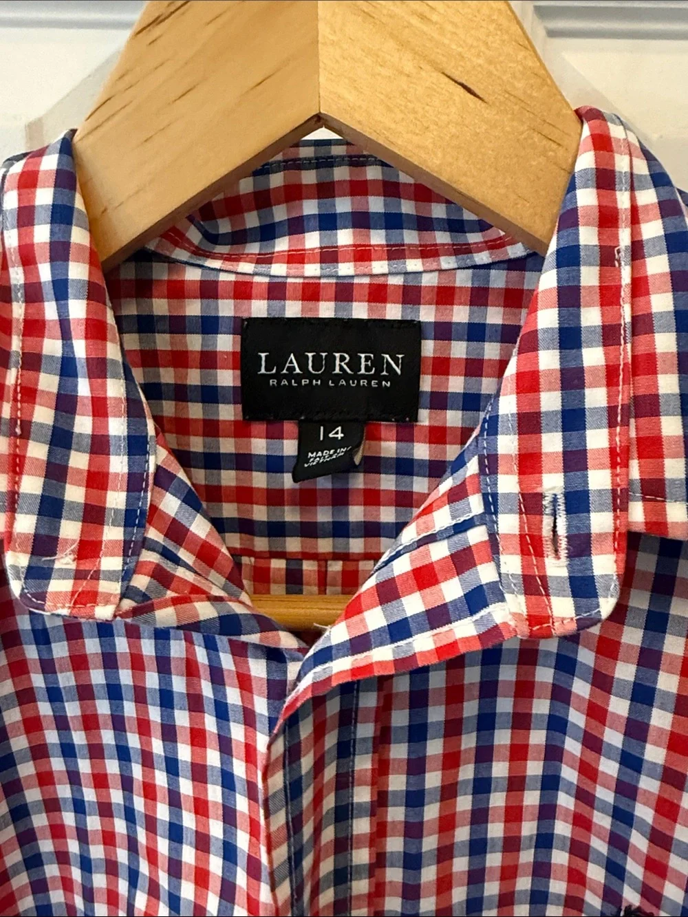 Lauren Ralph Lauren Black Label Boys Plaid Button Down Shirt 14‎ Red Blue White